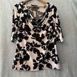Covington Blouse Pullover Short 3/4 Sleeve White/Black Floral Women’s Sz M